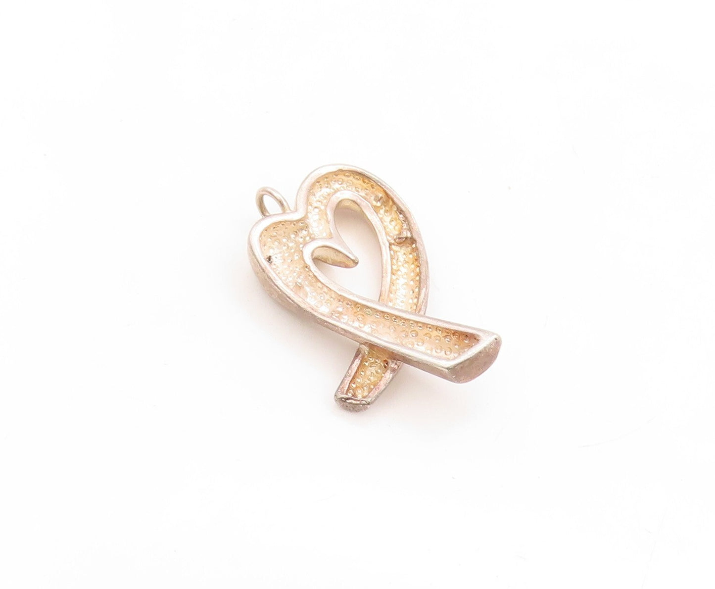 925 Sterling Silver Vintage Pendant Designer Cutout Heart  PT23827