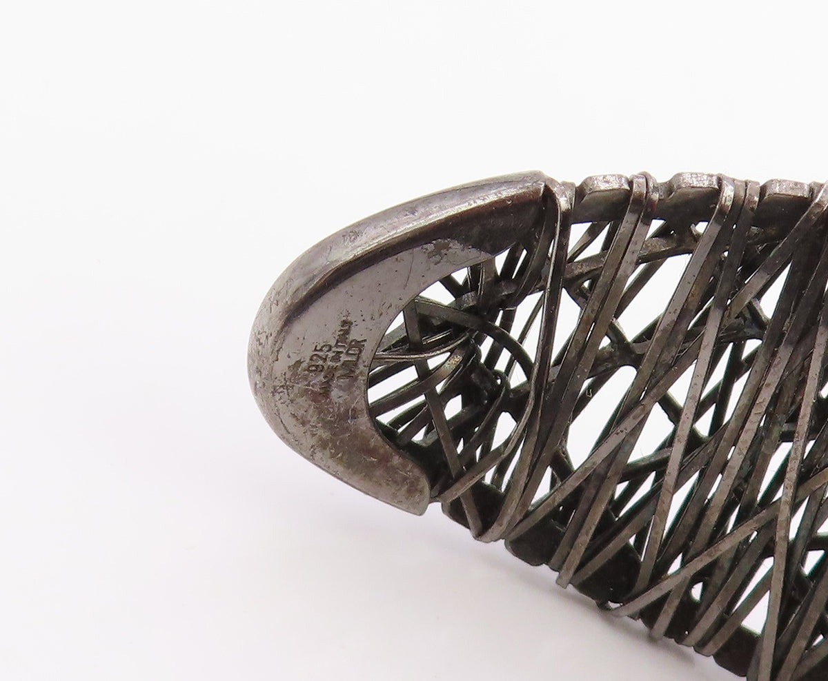 925 Sterling Silver Vintage Bracelet MILOR Intertwined Tangle Mesh Cuff  BT11953