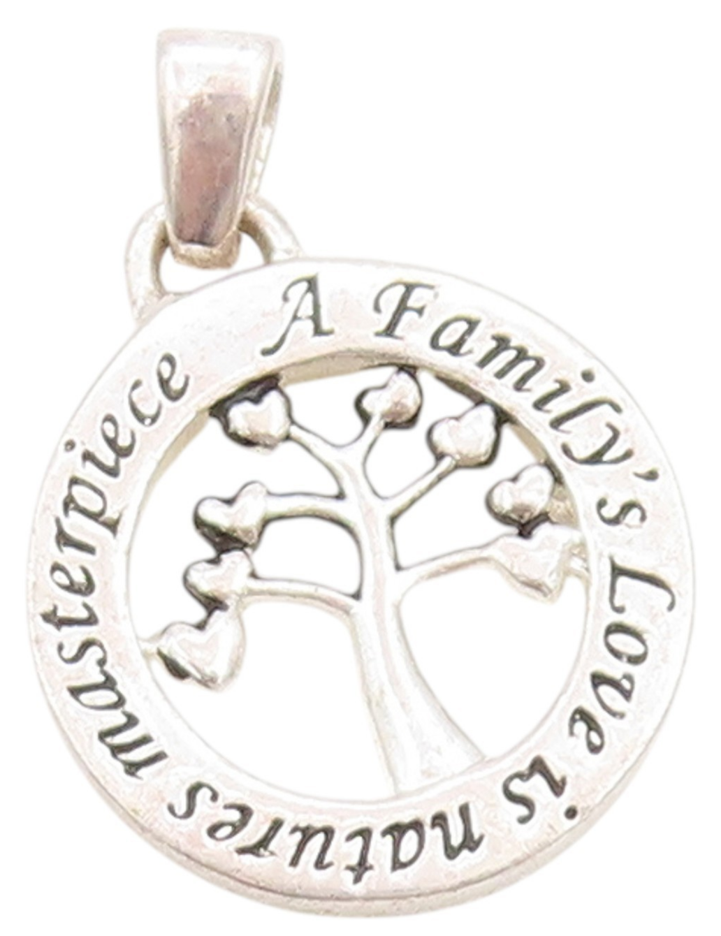 925 Sterling Silver Vintage Pendant Modernist Family love Tree Cutout  PT24669