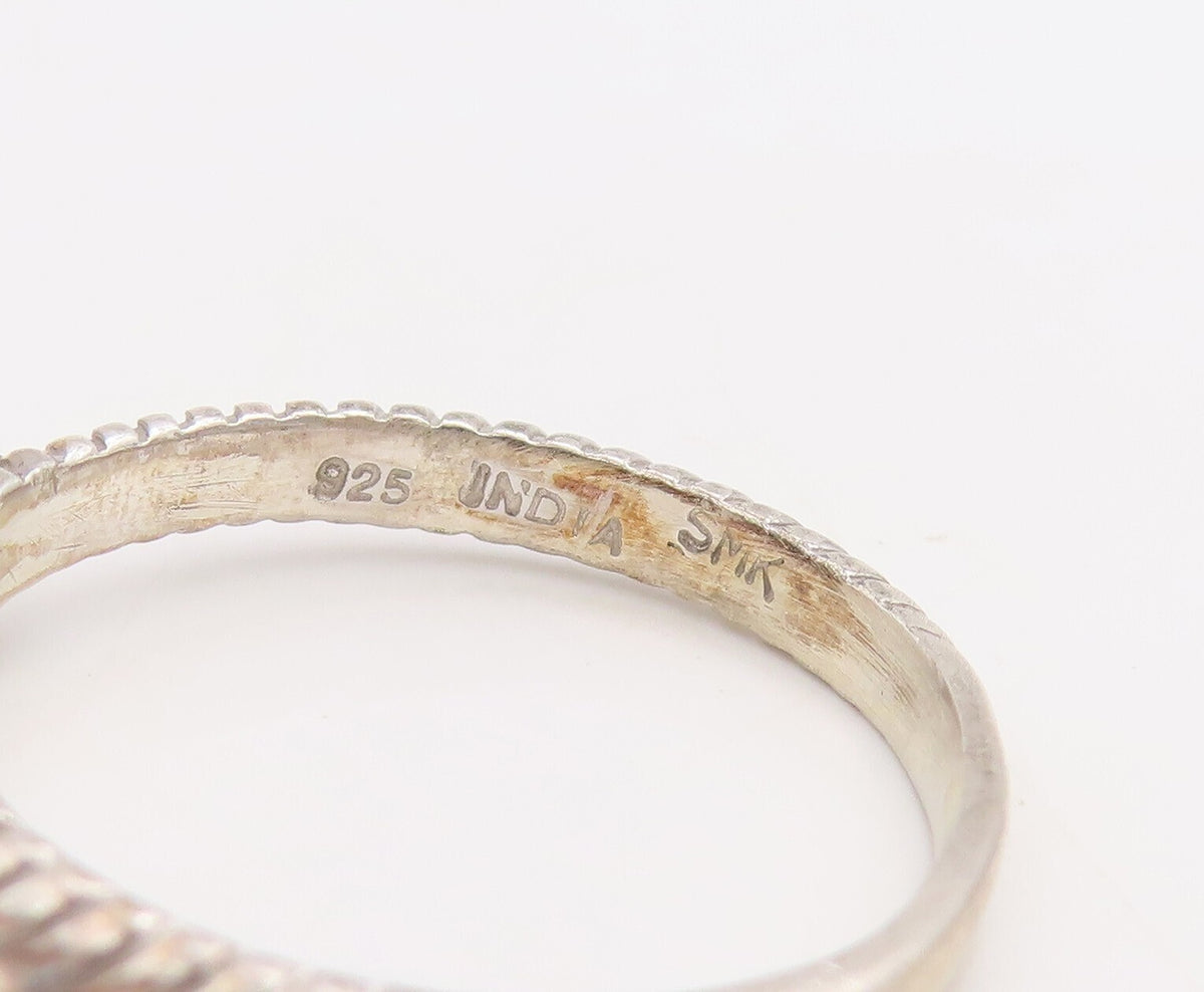 925 Sterling Silver Vintage Ring Etched Stackable Round Citrine  Sz 8  RG30530
