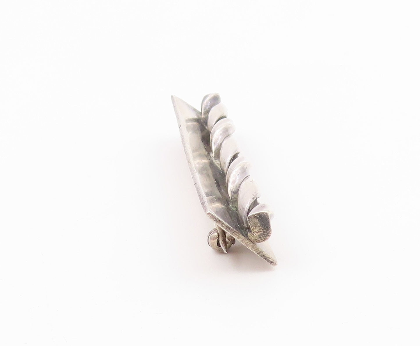MHW 925 Sterling Silver  Vintage Shiny Twist Bar Square Brooch Pin  BP8343