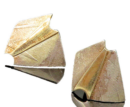 DESIGNER 925 Silver & 14K GOLD  Vintage Modernist Drop Earrings  EG11390