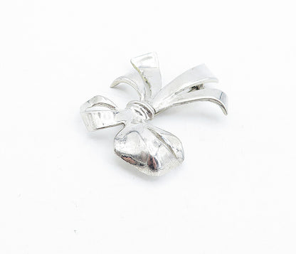 925 Sterling Silver  Vintage Polished Bow Tied Ribbon Brooch Pin  BP1720