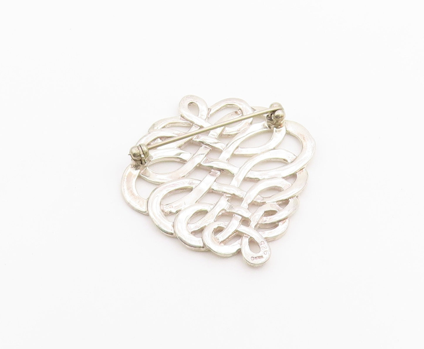 MMA 925 Sterling Silver  Vintage Shiny Open Knot Design Brooch Pin  BP7973