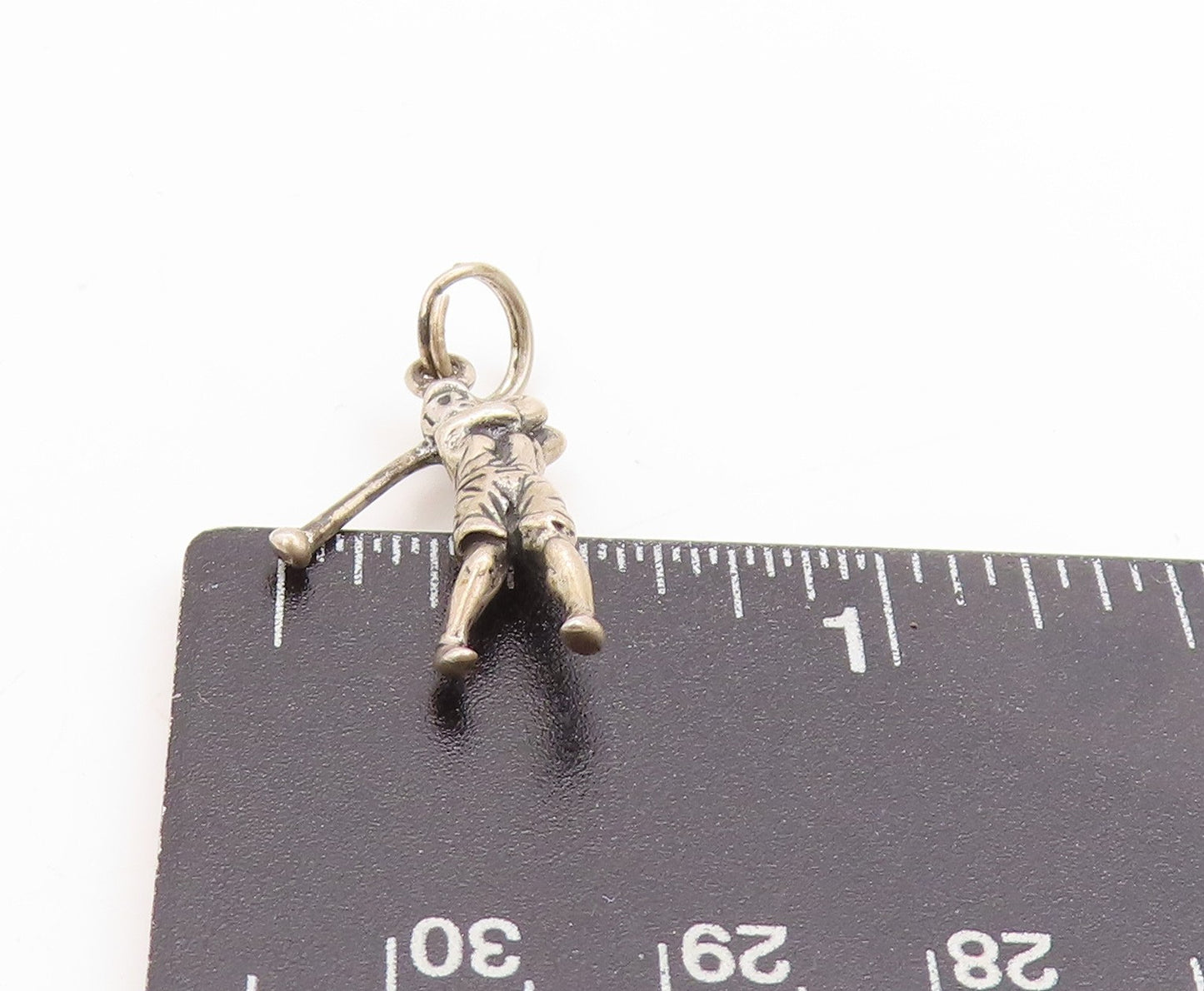 925 Sterling Silver Vintage Pendant 3D Etched Golf Sport Swing Charm  PT25125