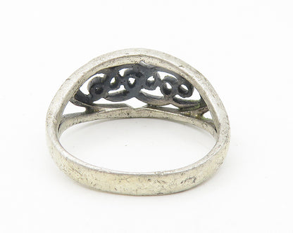 925 Sterling Silver  Vintage Open Swirl Design Tapered Band Ring Sz 8  RG11112