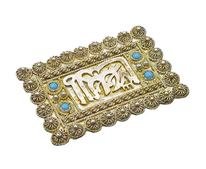 KETE 925 Sterling Silver  Vintage Petite Turquoise Floral Brooch Pin  BP7201