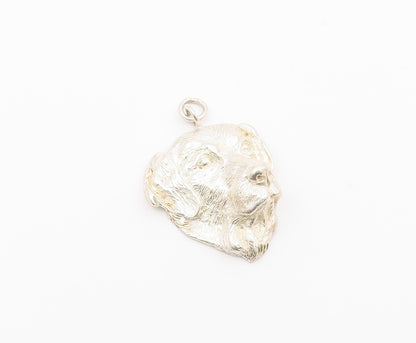 925 Sterling Silver  Vintage Shiny Dog's Face Animal Motif Pendant  PT19713