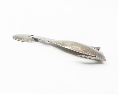 925 Sterling Silver  Vintage Dark Tone Howling Wolf Animal Brooch Pin  BP4357