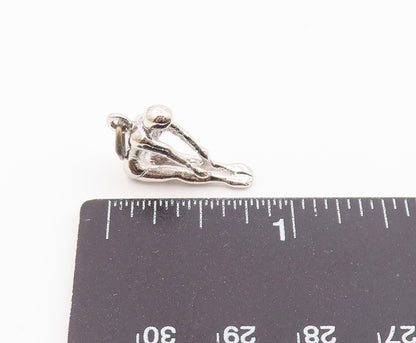 925 Sterling Silver  Vintage Petite Shiny Gymnast Sports Motif Pendant PT17833