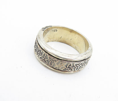 MEXICO 925 Silver  Vintage Celtic Knot Patterned Spinner Ring Sz 7  RG6966