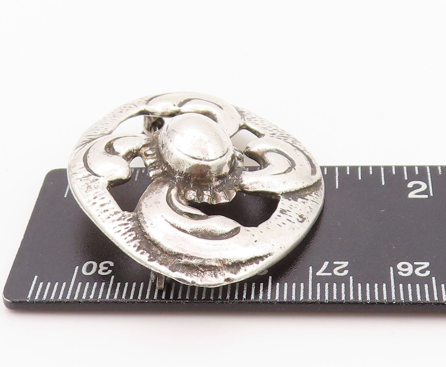 925 Sterling Silver Vintage Brooch Antique Brutalist Cutout Flower  BP11587