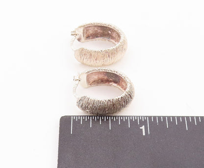 925 Sterling Silver Vintage Earrings Minimalist Rough Finish U Hoops EG13146