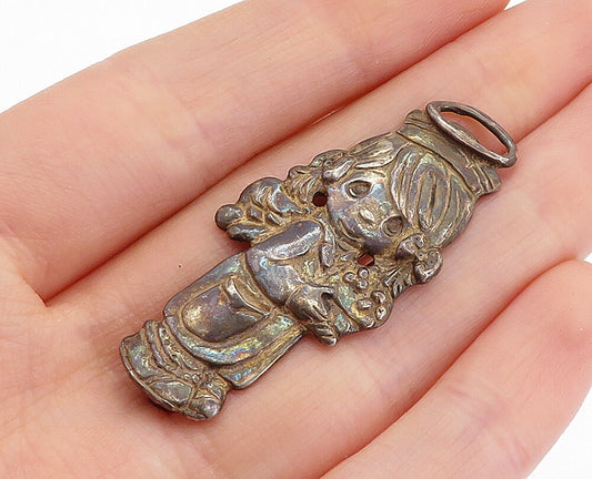 MEXICO 925 Sterling Silver  Vintage Antique Little Girl Brooch Pin  BP1551