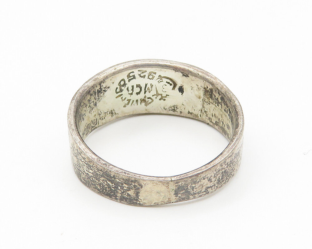 MCA MEXICO 925 Sterling Silver Vintage Inlaid Jasper Pattern Ring Sz 8  RG10882