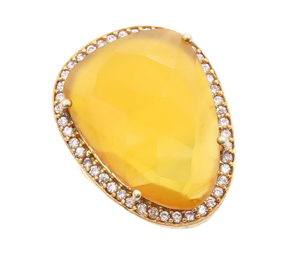 925 Sterling Silver Vintage Ring Gold Plated Amorphas Citrine & CZ Sz 7  RG31002