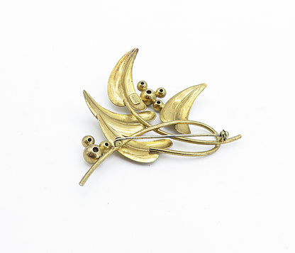 FORSTNER 925 Sterling Silver  Vintage Gold Plated Floral Brooch Pin  BP1846
