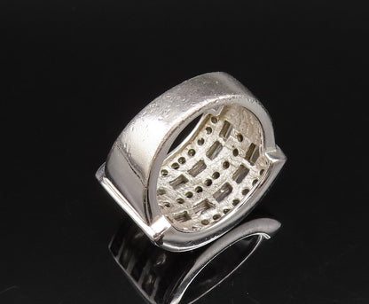 925 Silver  Vintage Five Row Sapphire & Topaz Pattern Band Ring Sz 7  RG25934