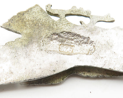 925 Sterling Silver  Vintage Antique Perched Bird Spread Wings Pendant  PT7983