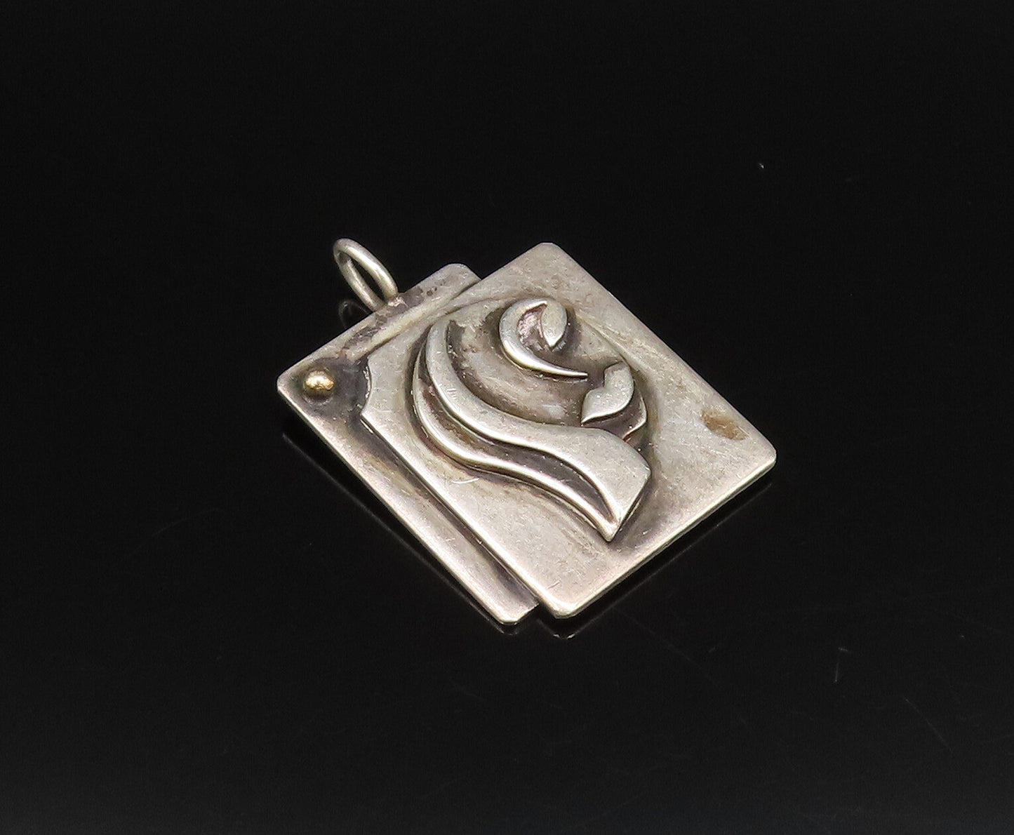 ERWIN PEARL 925 Silver  Vintage Modernist Double Square Figure Pendant PT21821