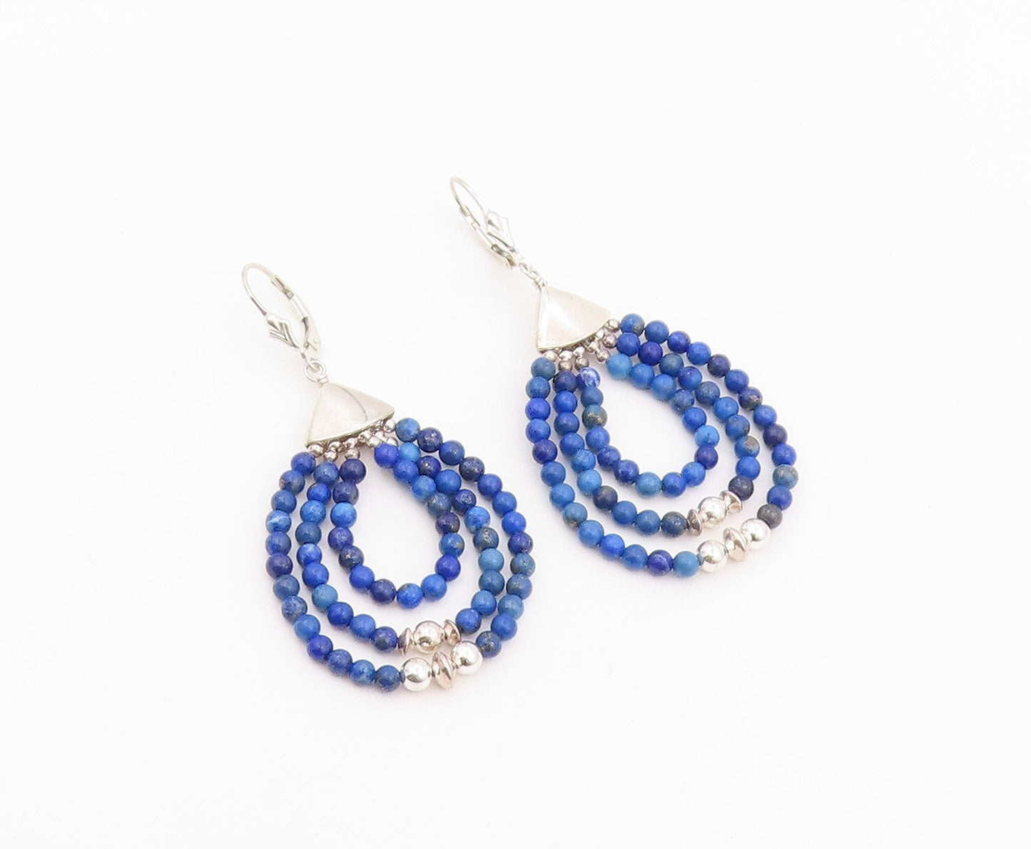 925 Sterling Silver Vintage Earrings DTR JAY KING Lapis Lazuli Dangle  EG14459