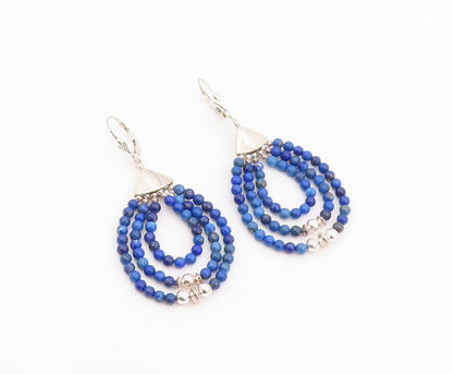 925 Sterling Silver Vintage Earrings DTR JAY KING Lapis Lazuli Dangle  EG14459