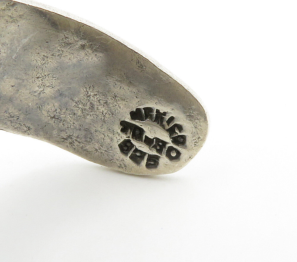 MEXICO 925 Sterling Silver  Vintage Shiny Hammered Cuff Bracelet  BT6086