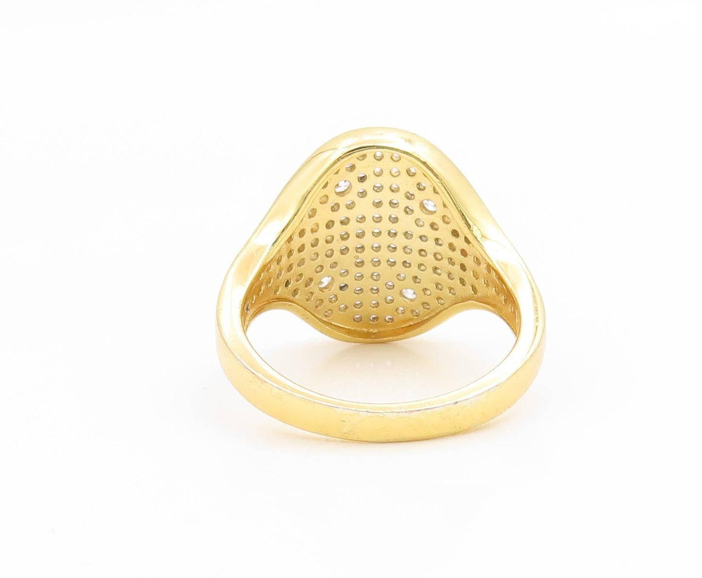 925 Sterling Silver Vintage Ring Gold Plated CZ Pave Signet Band  Sz 7  RG35287