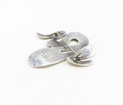 MEXICO 925 Sterling Silver  Vintage Smooth Scribble Swirl Brooch Pin  BP3374