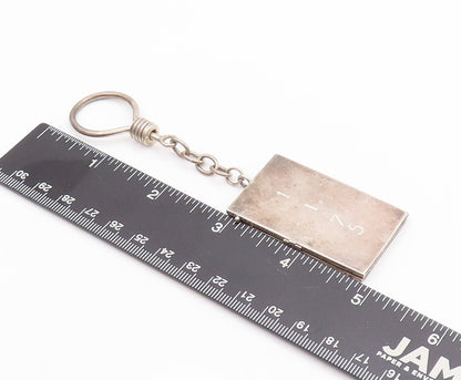 925 Sterling Silver Vintage Key Chain Rectangular Carved Photo Locket  TR3769