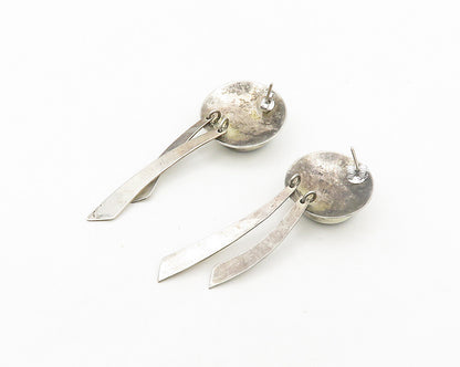 MEXICO 925 Sterling Silver  Vintage Black Onyx Modernist Drop Earrings  EG9520
