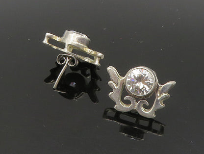 925 Sterling Silver  Vintage Cubic Zirconia Wing Motif Drop Earrings  EG11494