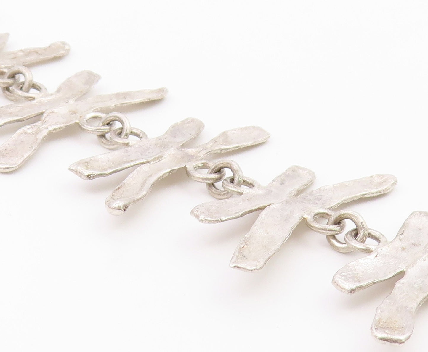 925 Sterling Silver  Vintage Shiny Textured Link Chain Bracelet  BT8921