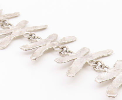 925 Sterling Silver  Vintage Shiny Textured Link Chain Bracelet  BT8921