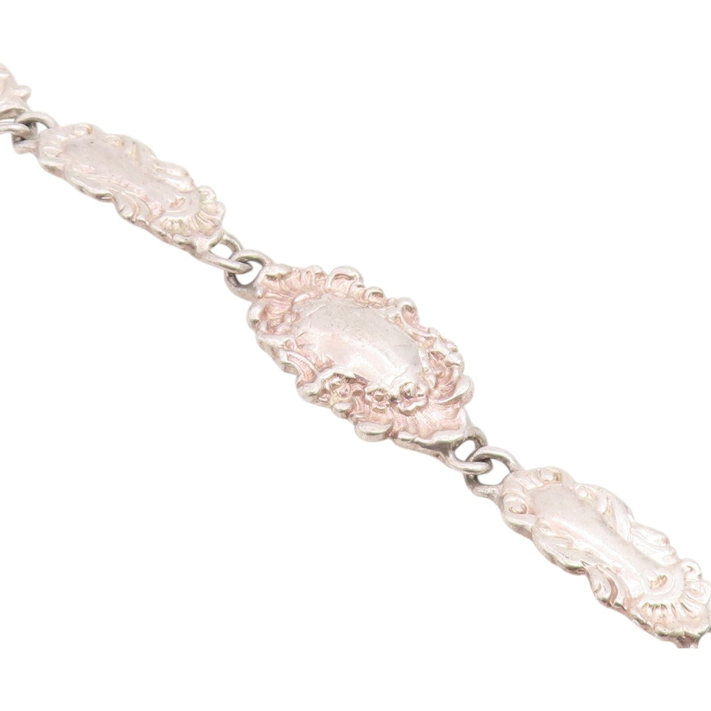 925 Sterling Silver Vintage Bracelet Victorian Style Scrollwork Link  BT12209