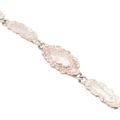 925 Sterling Silver Vintage Bracelet Victorian Style Scrollwork Link  BT12209