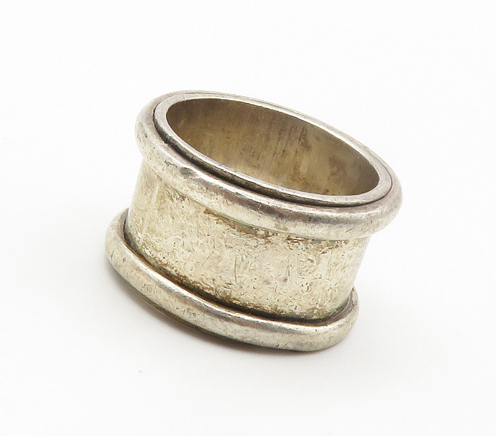 MEXICO 925 Sterling Silver  Vintage Raised Edge Smooth Band Ring Sz 10 RG15367