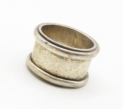 MEXICO 925 Sterling Silver  Vintage Raised Edge Smooth Band Ring Sz 10 RG15367