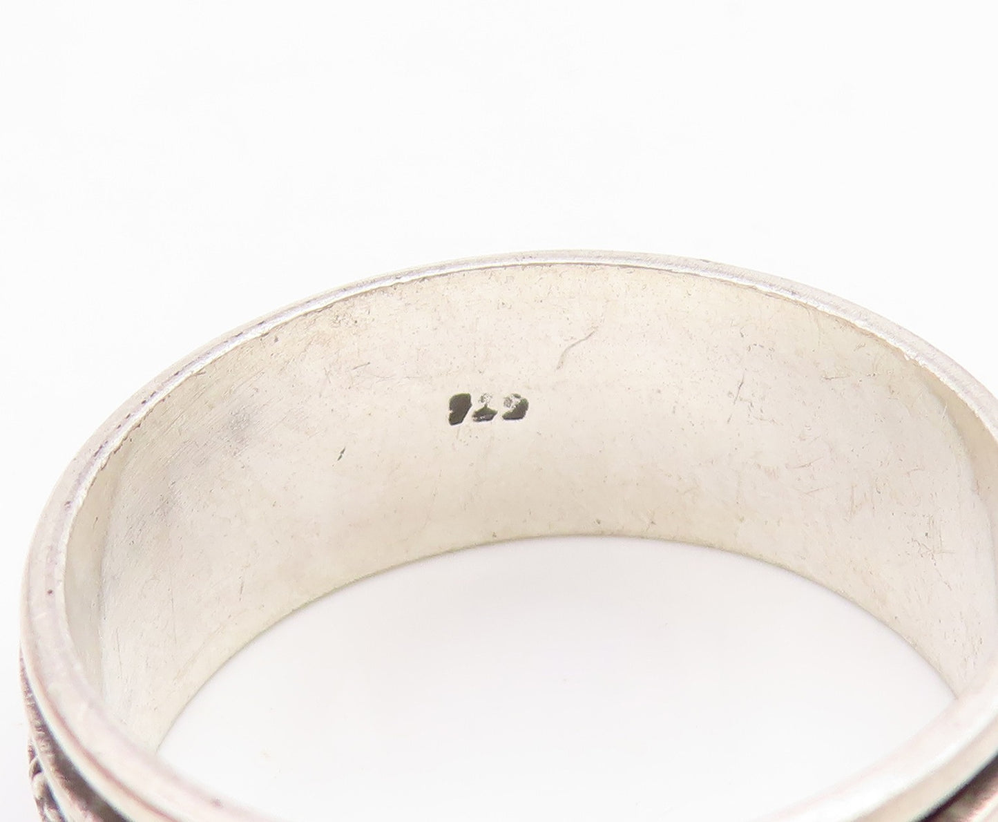 925 Sterling Silver Vintage Ring Braided Rope Spinner Band  Sz 13.5  RG34954