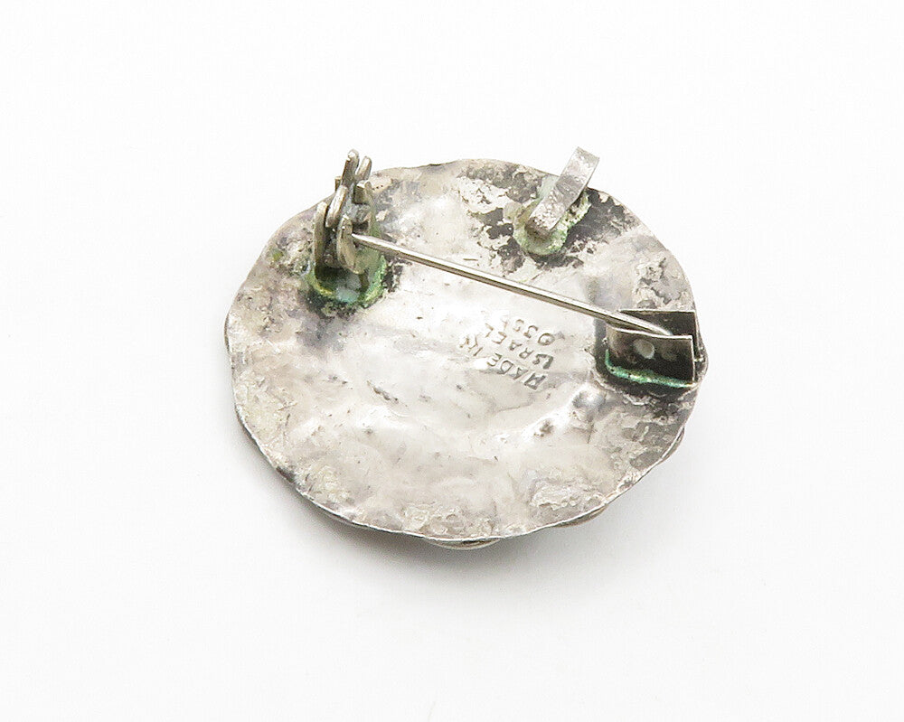 ISRAEL 925 Sterling Silver  Vintage Petite Turquoise Floral Brooch Pin  BP5277