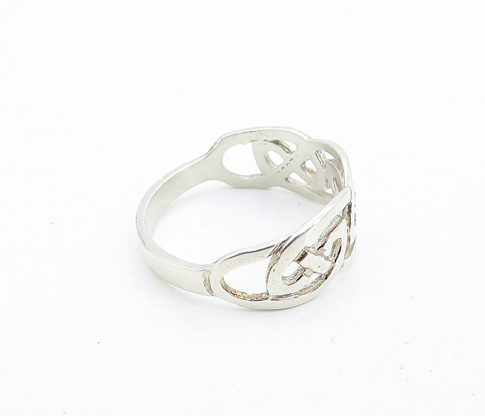 925 Sterling Silver  Vintage Shiny Pretzel Knot Pattern Band Ring Sz 8  RG6877