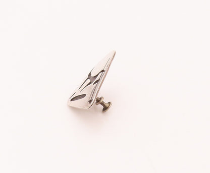 MEXICO 925 Silver  Vintage Modernist Wildlife Etched Triangle Earrings EG12471