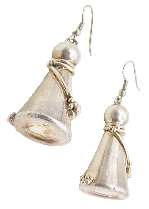 925 Sterling Silver  Vintage Modernist Wrapped Tower Dangle Earrings   EG5214