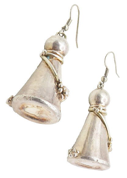 925 Sterling Silver  Vintage Modernist Wrapped Tower Dangle Earrings   EG5214