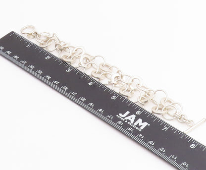 925 Sterling Silver Vintage Bracelet MEXICO Interlocking Circles Link  BT12211