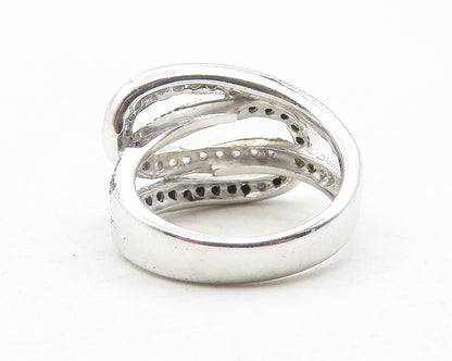 925 Sterling Silver  Shiny Topaz & Black Hematite Band Ring Sz 6  RG12038