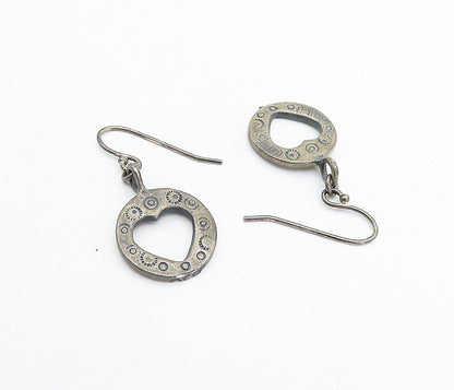 SOUTHWESTERN 925 Sterling Silver Vintage Love Heart Dangle Earrings EG2327