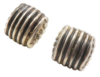 BAYANIHAN 925 Silver & 14K GOLD  Vintage Hollow Fluted Stud Earrings  EG7584