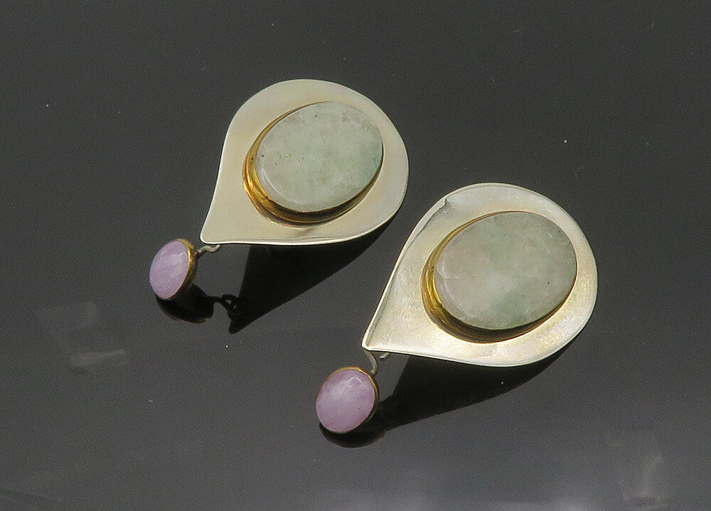 TULLA BOOTH 925 Silver  Vintage Jade & Amethyst Dangle Earrings  EG10037