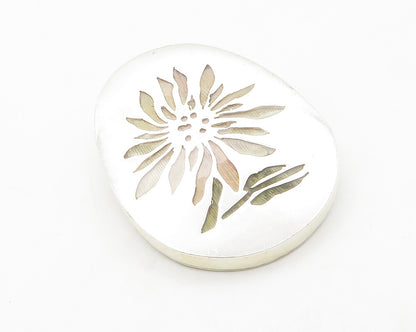 MEXICO 925 Sterling Silver  Vintage Shiny Flower Cutout Brooch Pin  BP5284